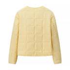 Autumn Women Clothing Yellow Quilted Cotton Plaid Cotton Clothing Cotton Coat