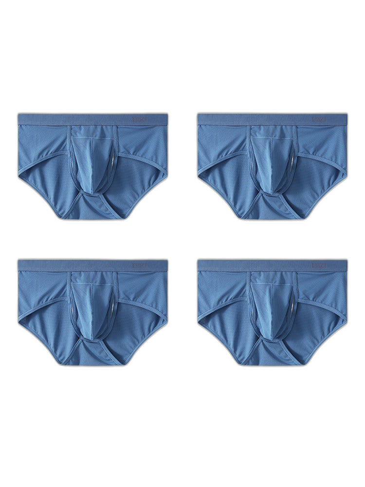 4 Pack Men's Large Pouch Separation Ice Silk Briefs