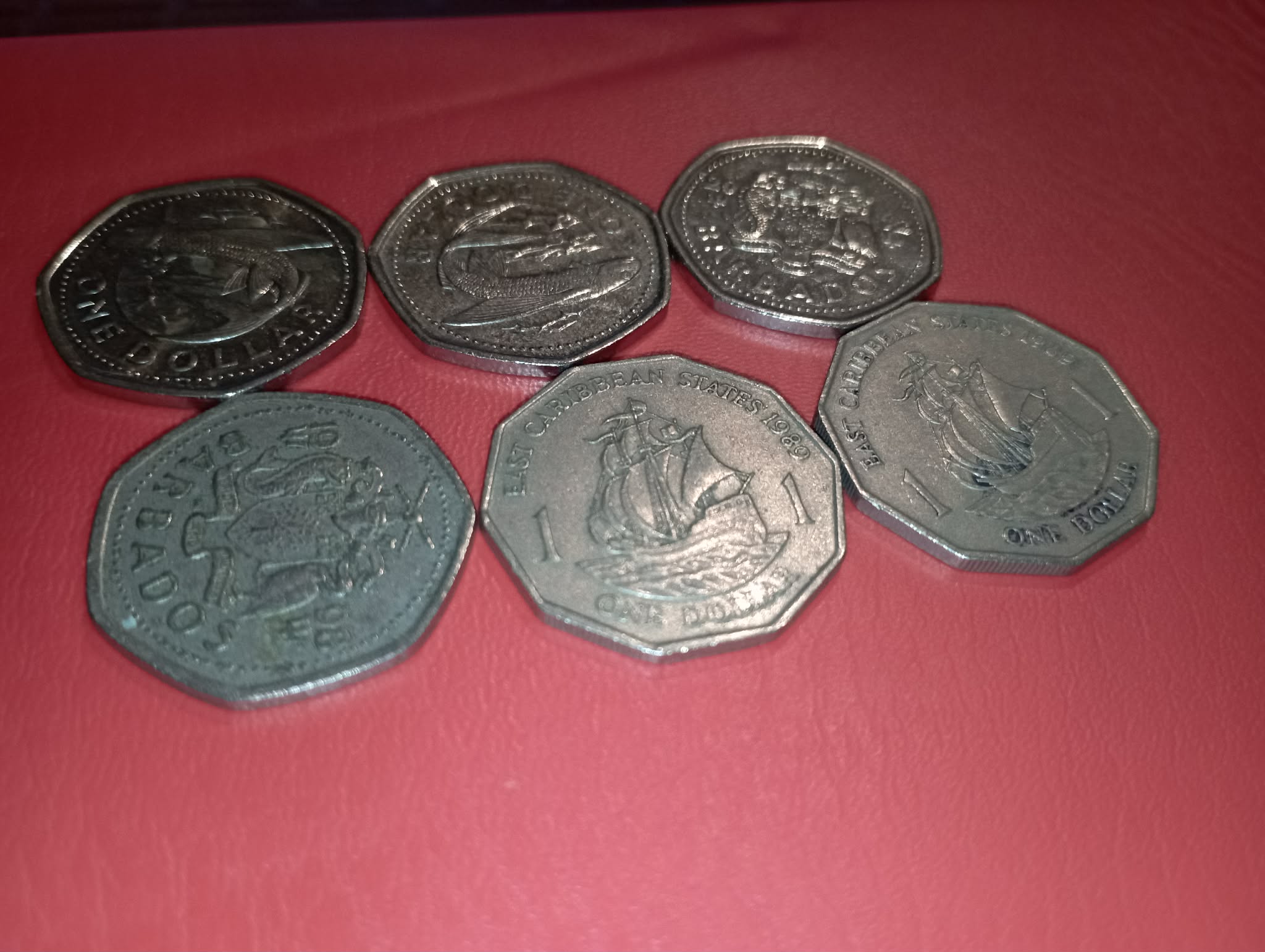 COIN : 6 DIFFERENT COINS - 4 BARBADOS & 2 EAST CARIBBEAN COINS