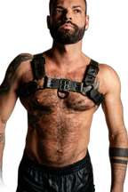 ruff GEAR RAW  Leather Bulldog Harness Black Yellow