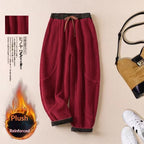 Women's Corduroy Fleece Lined Thick Harem Pants
