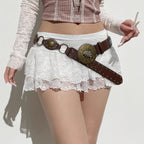 Stretchy Double-layer Lace Figure-flattering Dance Mini Skirt