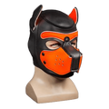 Mr S Leather NEOPRENE Puppy Hood | Black & Orange