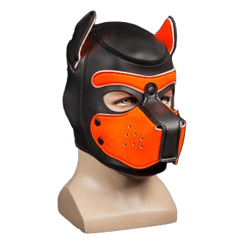 Mr S Leather NEOPRENE Puppy Hood | Black & Orange