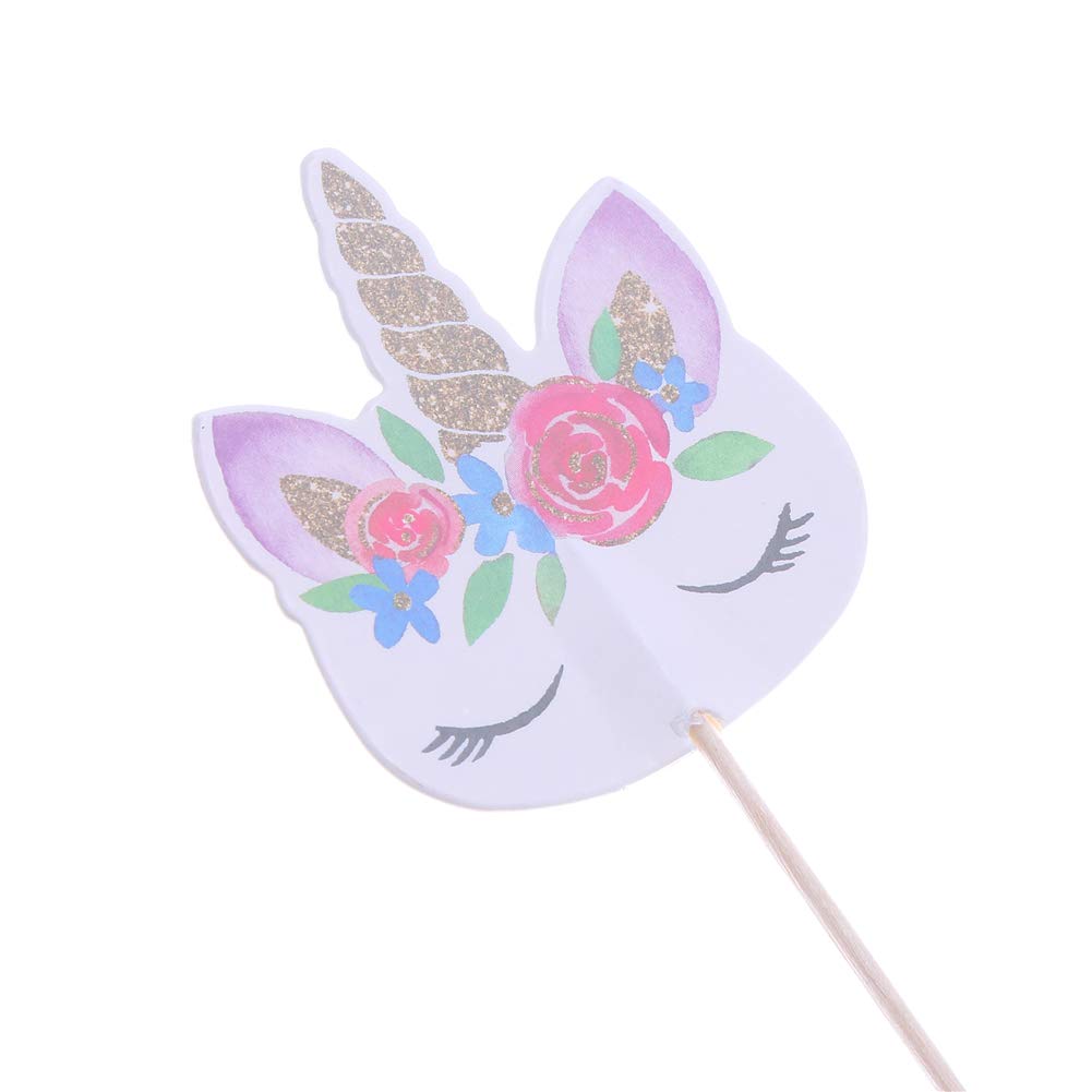 CCINEE Rainbow Unicorn Cupcake Toppers – 48-Pack Double-Sided Paper Picks for Birthday Party Decor