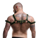 ruff GEAR Leather Bulldog Reflector Harness Black Neon Yellow