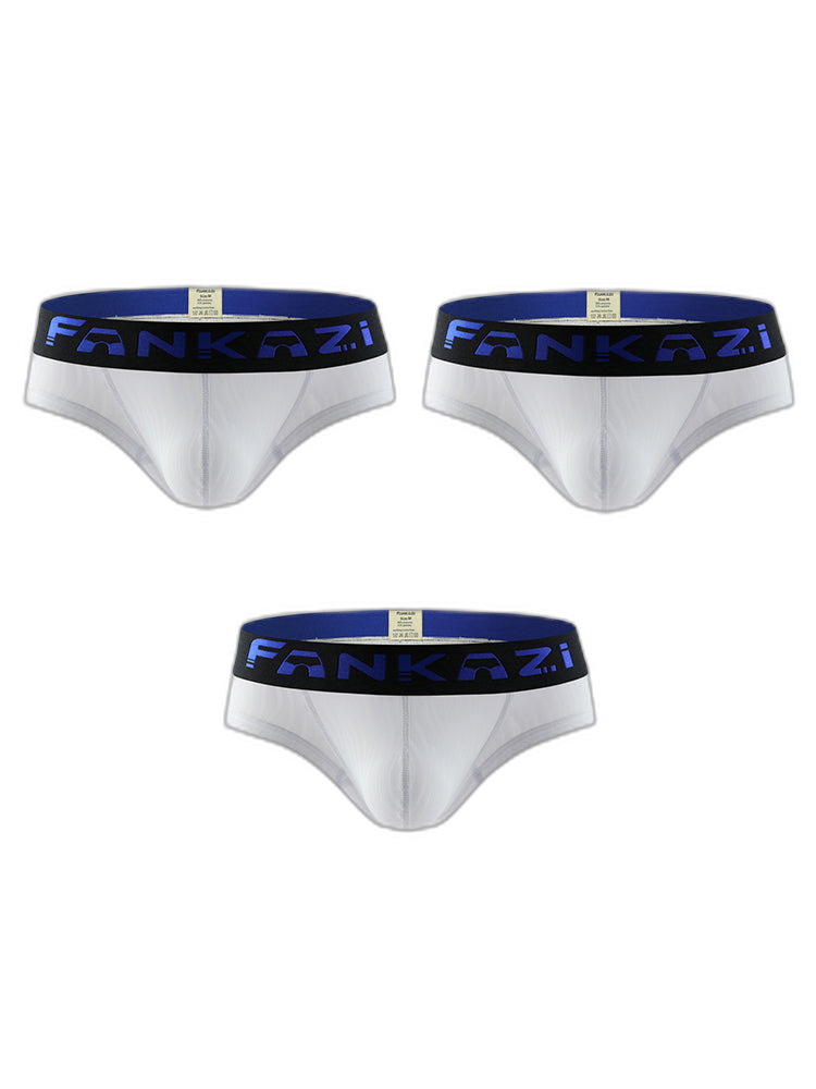 3 Pack Men's Striped U-Pouch Breathable Casual Briefs