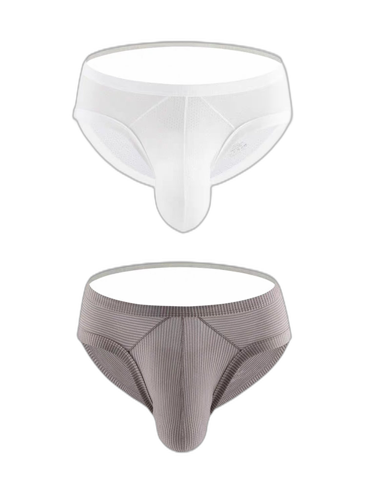 2 Pack Men's Low Rise Back Hollow 3D U-convex Large Pouch T-Back Briefs