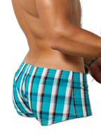 Mens Plaid Front Pouch Boxer Shorts