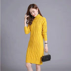 Autumn Winter Base-Layer Outerwear All-Match Turtleneck Women's Midi Knit Sweater