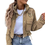 Single-breasted Zipper Short Casual Long Sleeve Coat