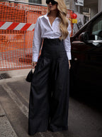 Elegant High Waist Wide Leg Jeans - Classic Denim Trousers for Women