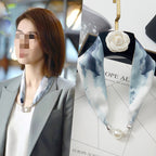 Magnetic Buckle Silk Women Scarf Pearl Necklace