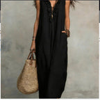 Summer Ruffle Dress With Pockets Women's Spring Elegant Casual Sleeveless A-Line Shift Dresses
