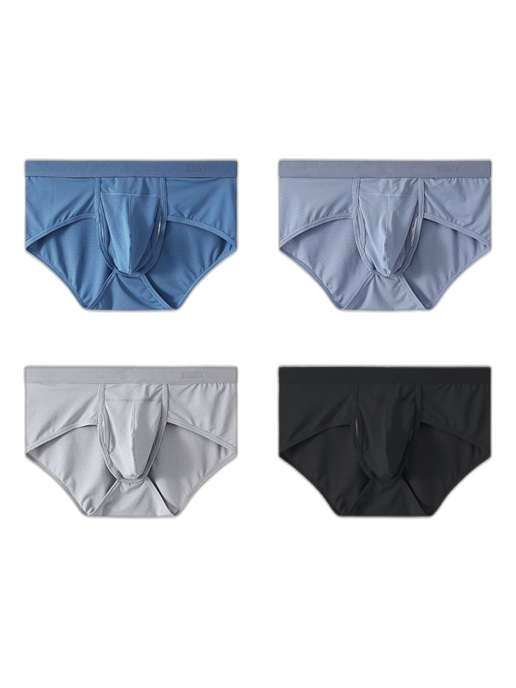 4 Pack Men's Large Pouch Separation Ice Silk Briefs