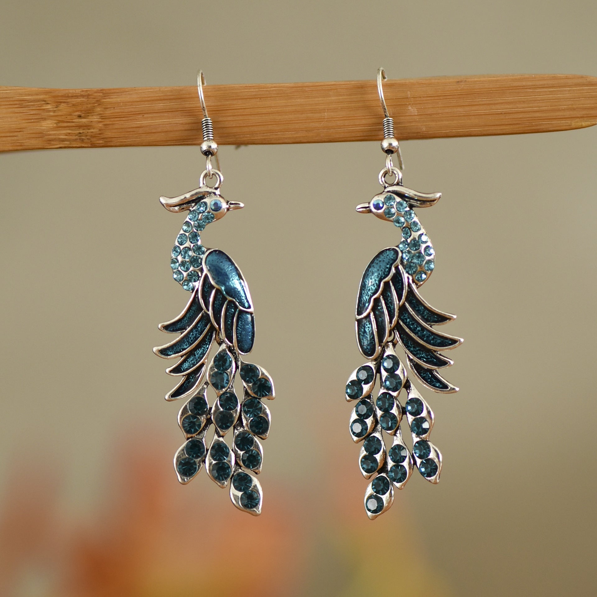 Peacock Boho Drop Earrings | Alloy Bird Ethnic Style Jewellery