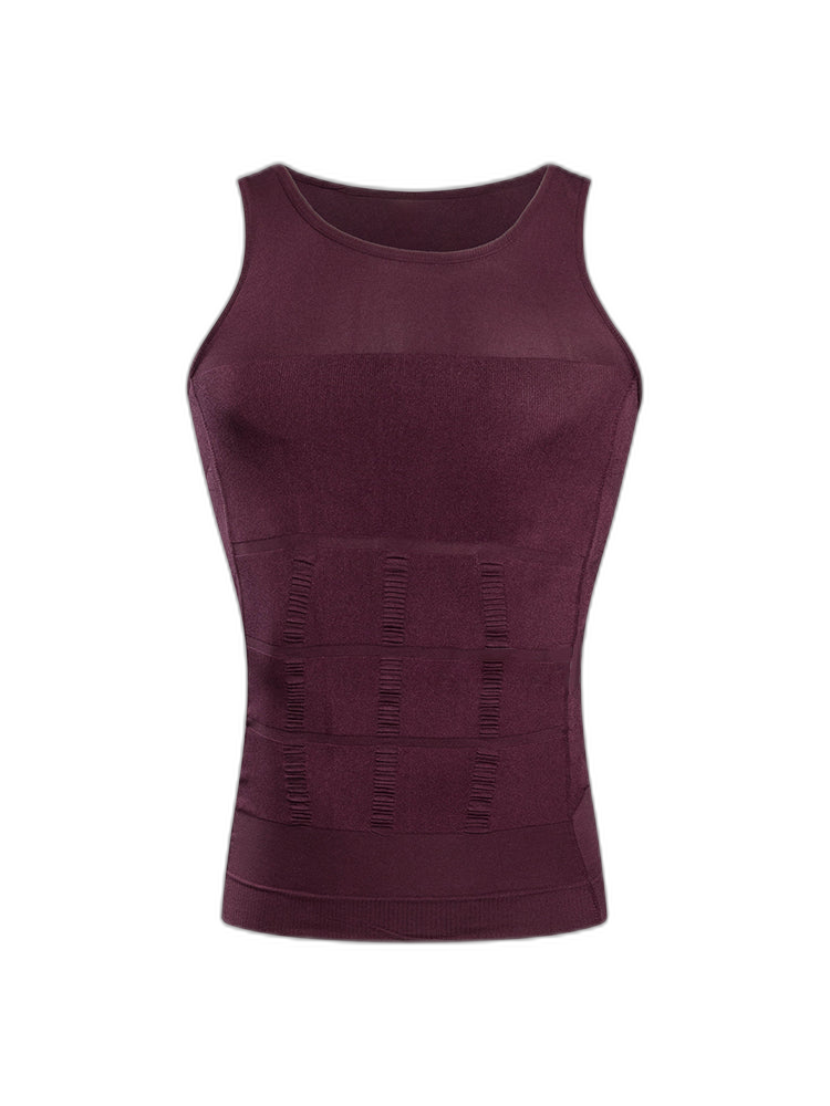 Mens Waist Body Shaper Vest T-Shirt Tank Tops