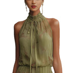 V-neck Waist Trimming Ruffles Elegant Dress