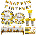 Cecnamt Construction Birthday Decorations – 170 Pcs Party Set for 24 Guests (Banner, Plates, Cups, Napkins, Cutlery, Tablecloth)