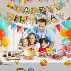 Cecnamt Construction Birthday Decorations – 170 Pcs Party Set for 24 Guests (Banner, Plates, Cups, Napkins, Cutlery, Tablecloth)