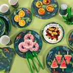 Cecnamt Dinosaur Birthday Decorations – 170 Pcs Party Set for 24 Guests (Banner, Plates, Cups, Napkins, Cutlery & Tablecloths)