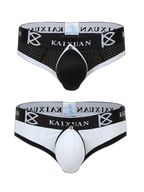 2 Pack Men's Breathable Mesh Removable U-Shaped Pocket Thongs