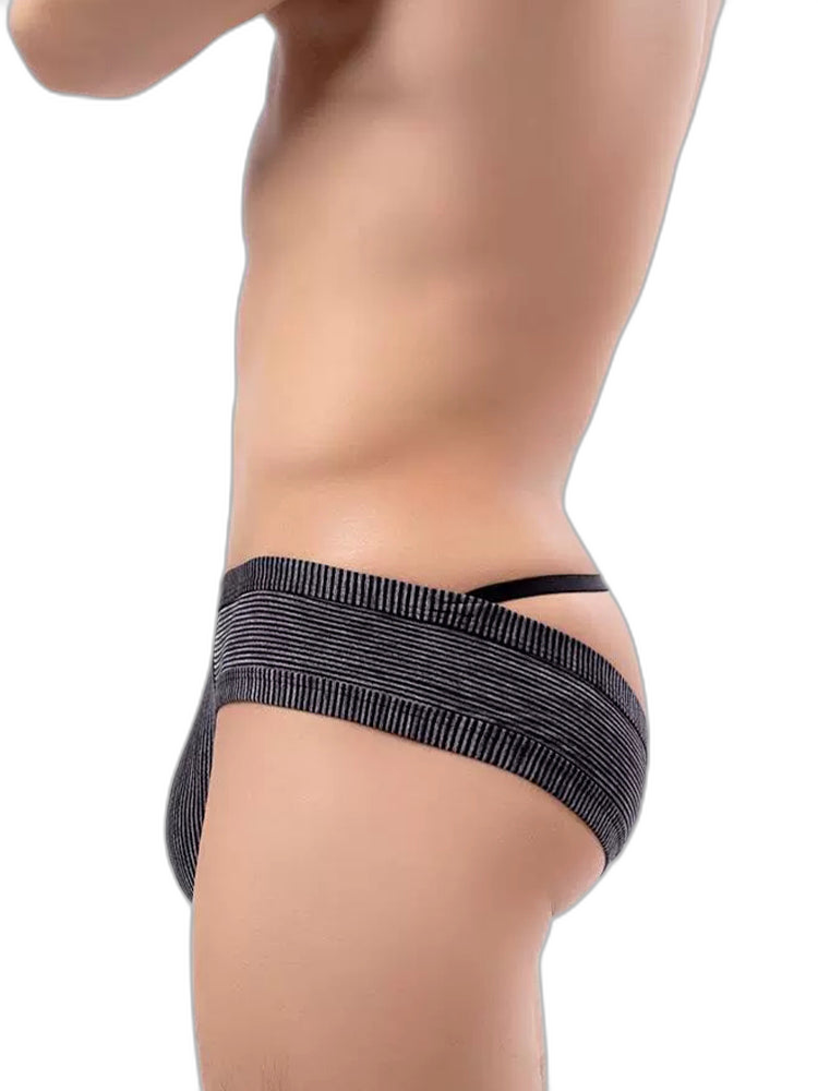 2 Pack Men's Low Rise Back Hollow 3D U-convex Large Pouch T-Back Briefs