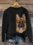 Digital-print Rabbit Amidst A Floral Meadowartistic Outfit Warm Chunky-knit Crewneck Hoodie