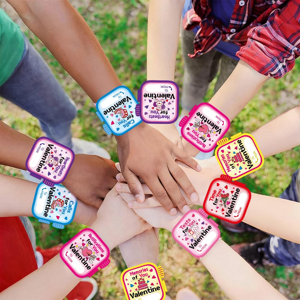 Celltestria 24-Pack Valentine Slap Bracelets with Cards – Kids Party Favors & Classroom Gifts