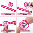Celltestria 24-Pack Valentine Slap Bracelets with Cards – Kids Party Favors & Classroom Gifts