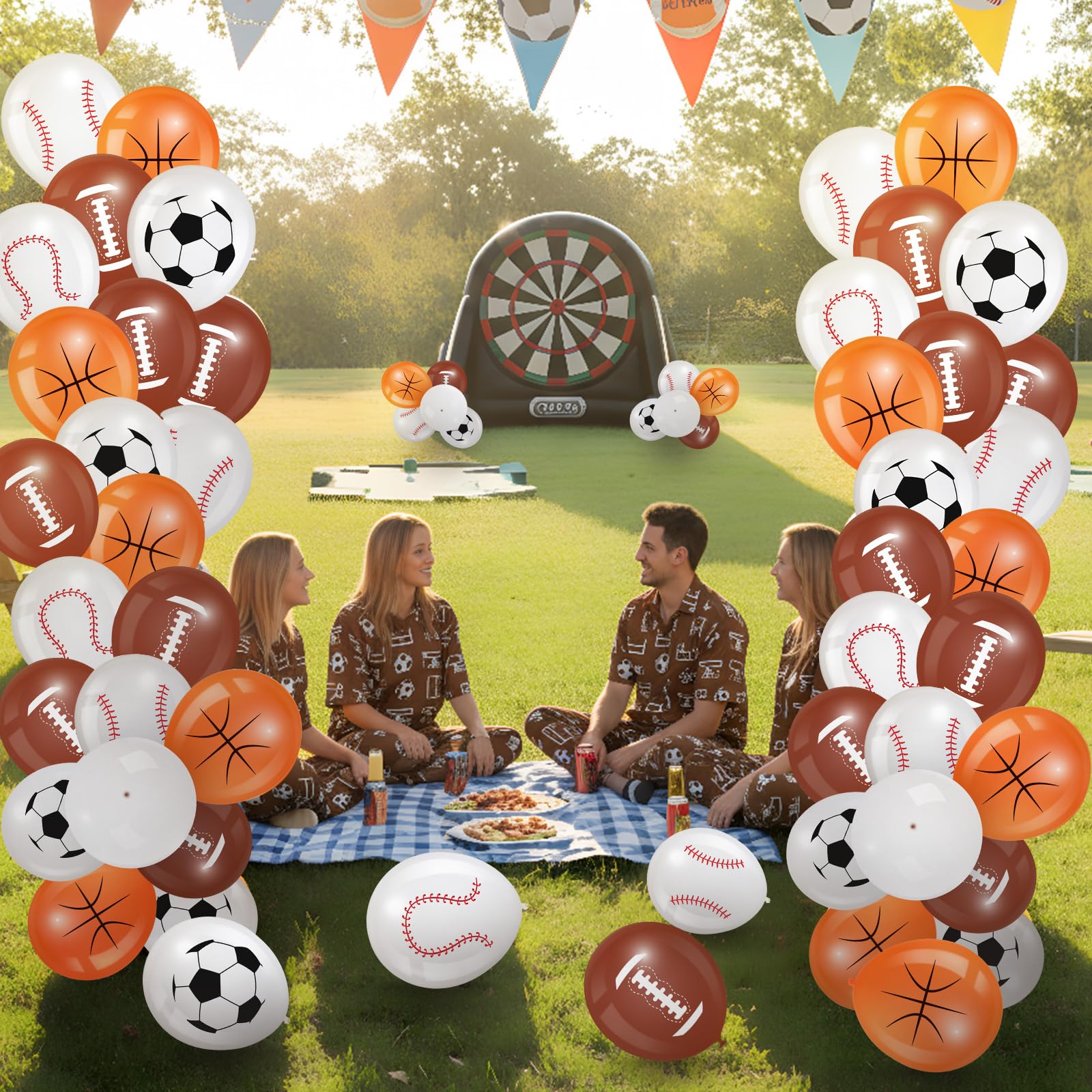 Censen 45 Pieces Sports Balloons 12 Inch – Latex Balloons for Football, Basketball, Baseball & Soccer Party Decor