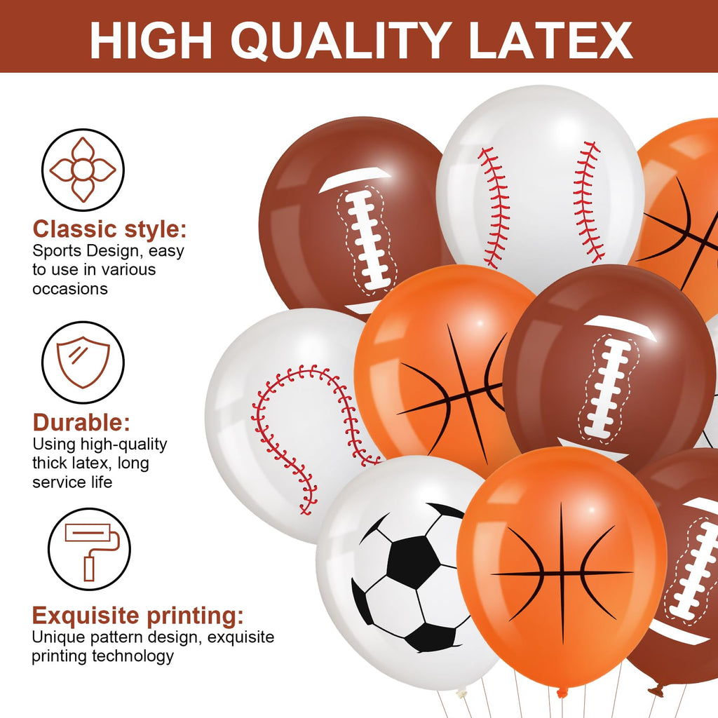 Censen 45 Pieces Sports Balloons 12 Inch – Latex Balloons for Football, Basketball, Baseball & Soccer Party Decor