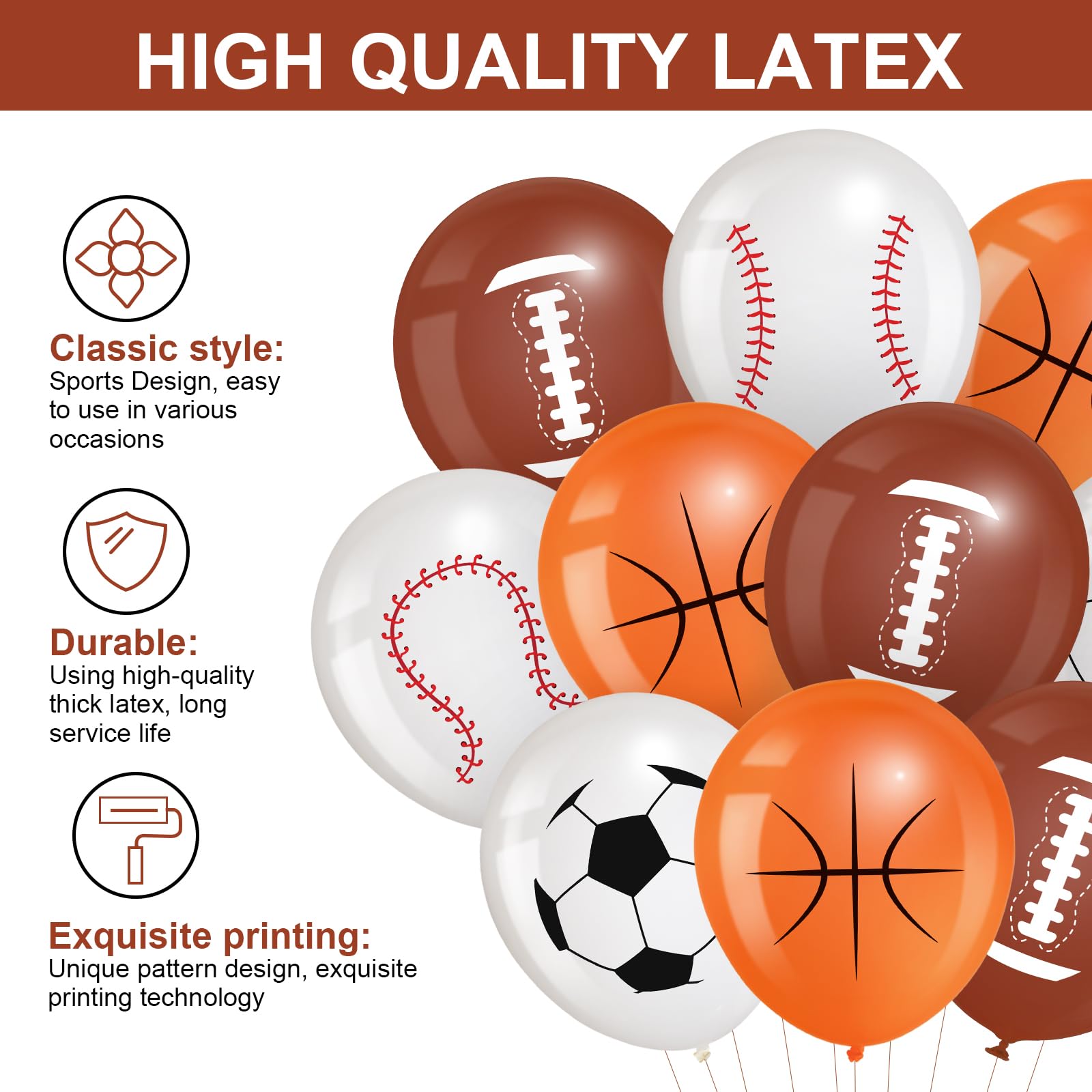 Censen 45 Pieces Sports Balloons 12 Inch – Latex Balloons for Football, Basketball, Baseball & Soccer Party Decor