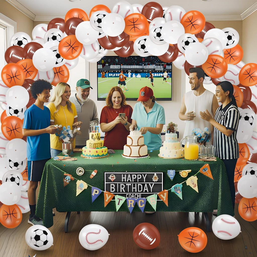 Censen 45 Pieces Sports Balloons 12 Inch – Latex Balloons for Football, Basketball, Baseball & Soccer Party Decor