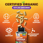 Organic Ceylon Cinnamon 1800mg Supplement – 240 Capsules (USA Bottled)