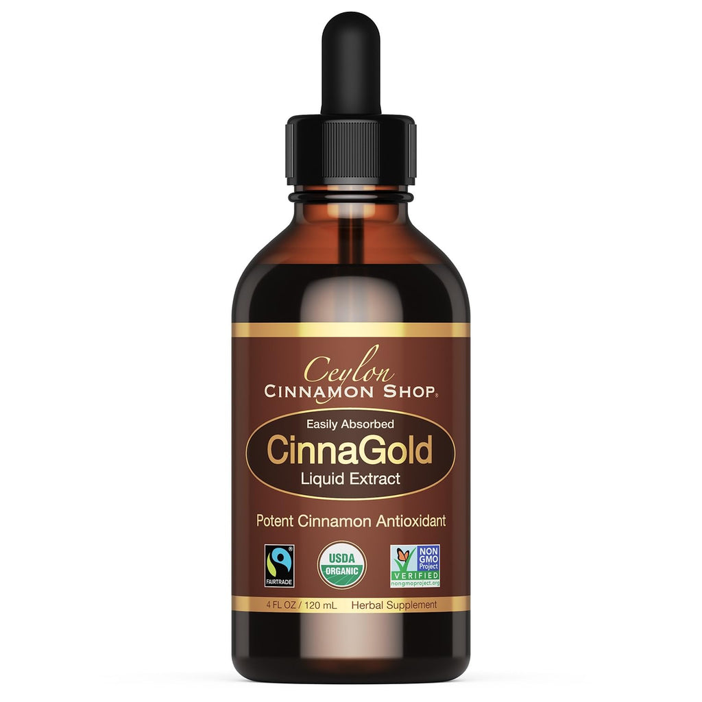 Ceylon Zimt Shop CinnaGold™ Bio-Ceylon-Zimt – 120 ml hochwirksamer flüssiger Extrakt (100 % zertifiziert) – Super-Antioxidans