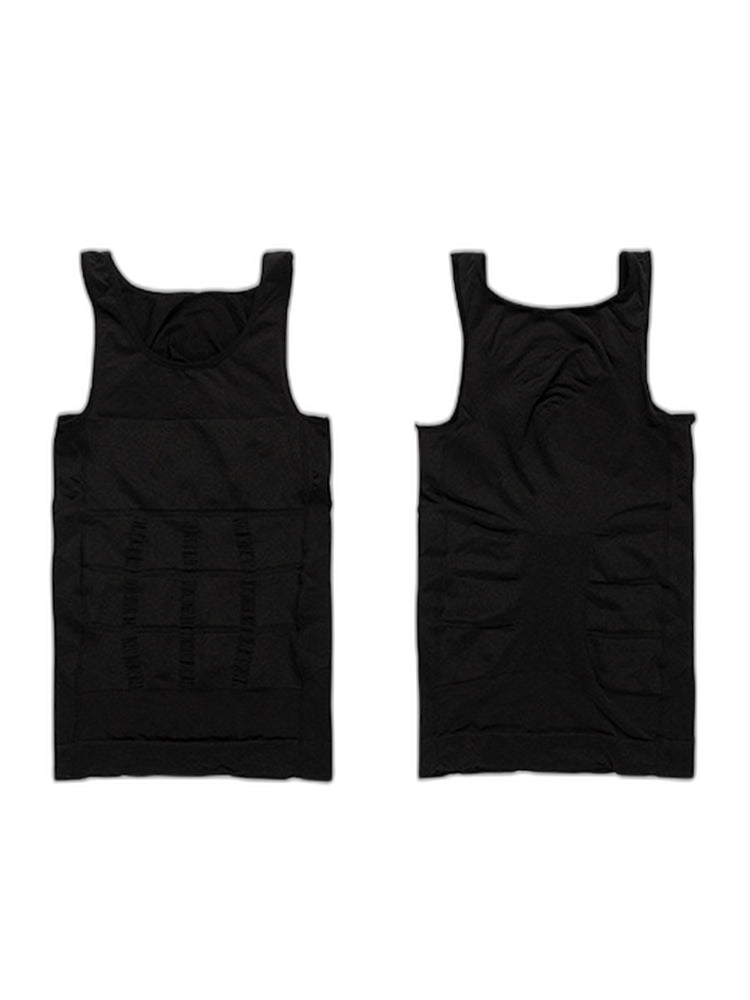 Mens Waist Body Shaper Vest T-Shirt Tank Tops
