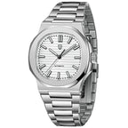 Men's Stainless Steel Automatic Mechanical Waterproof Barrel-shaped Wristwatch