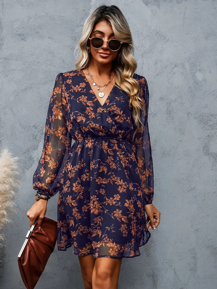 Women's Elegant Chiffon Printed Spring Dress