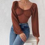 Chanel-style Square Neck Long-sleeved Jumpsuit For Women Comfortable For Autumn And Winter Wear