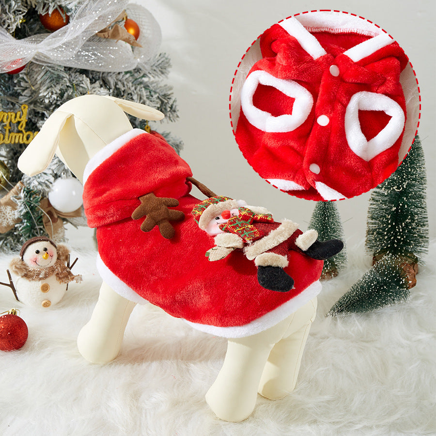 Pet Christmas Costumes Flannel Material Suitable For Small Cats And Dogs