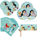 CHAMPBULL 41Packs Princess Jasmine Birthday Decorations – Plates, Napkins & Table Cover