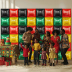 Charnoel 50 Pcs Double-Sided 19-Inch Square Foil Balloons – Red Black Green Gold for Black History Month & Juneteenth