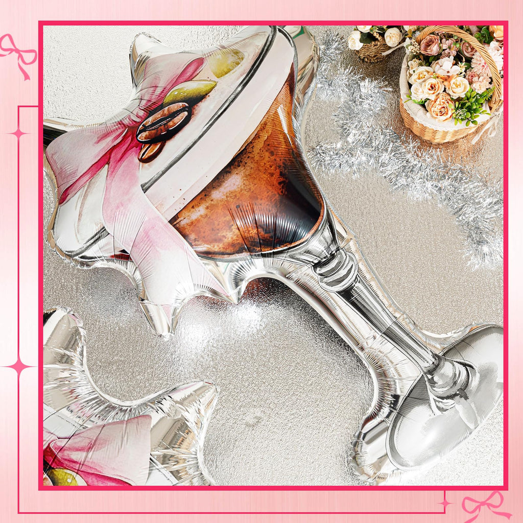Charnoel 2-Pack Giant Espresso Martini Balloons – Foil Party Decor for Bachelorette, Birthday & Bridal Showers