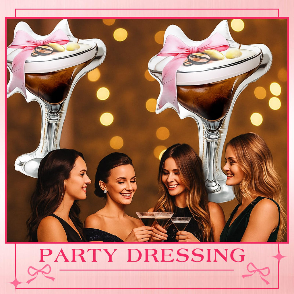 Charnoel 2-Pack Giant Espresso Martini Balloons – Foil Party Decor for Bachelorette, Birthday & Bridal Showers