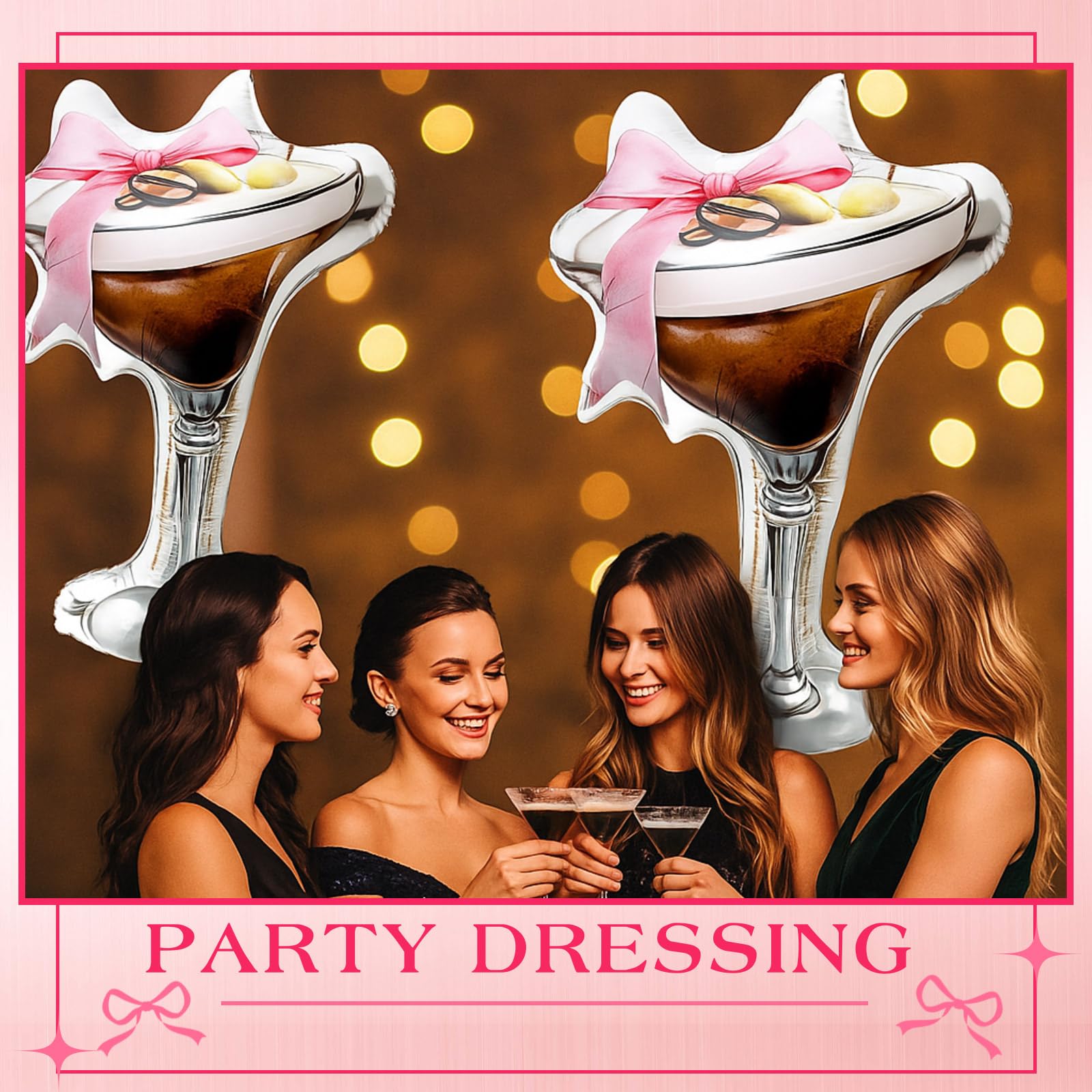 Charnoel 2-Pack Giant Espresso Martini Balloons – Foil Party Decor for Bachelorette, Birthday & Bridal Showers