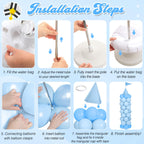 Charnoel 2 Sets Adjustable Blue Princess Castle Balloon Column Stand Kit - 140 Balloons