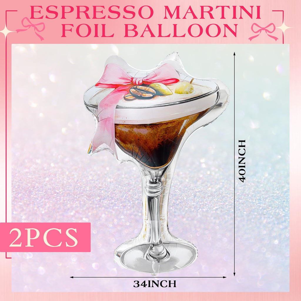 Charnoel 2-Pack Giant Espresso Martini Balloons – Foil Party Decor for Bachelorette, Birthday & Bridal Showers