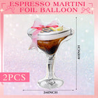 Charnoel 2-Pack Giant Espresso Martini Balloons – Foil Party Decor for Bachelorette, Birthday & Bridal Showers