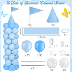 Charnoel 2 Sets Adjustable Blue Princess Castle Balloon Column Stand Kit - 140 Balloons